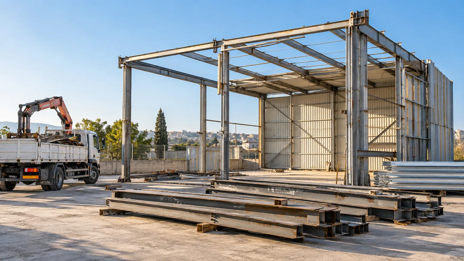 פירוק מבוקר של קונסטרוקציית מתכת ופינוי קורות פלדה